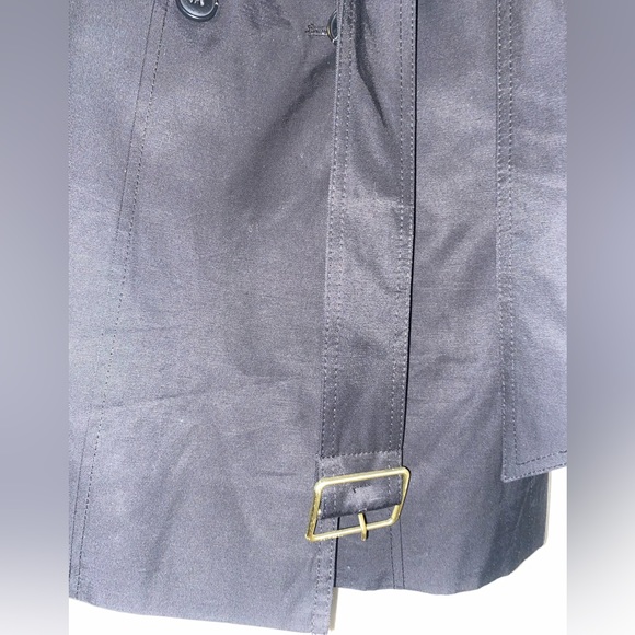 Cole Haan Black Trench Coat with Detachable Hood - Picture 4 of 9